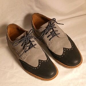 Cole Haan Two-Tone Gray Leather and Suede Wingtip Oxfords